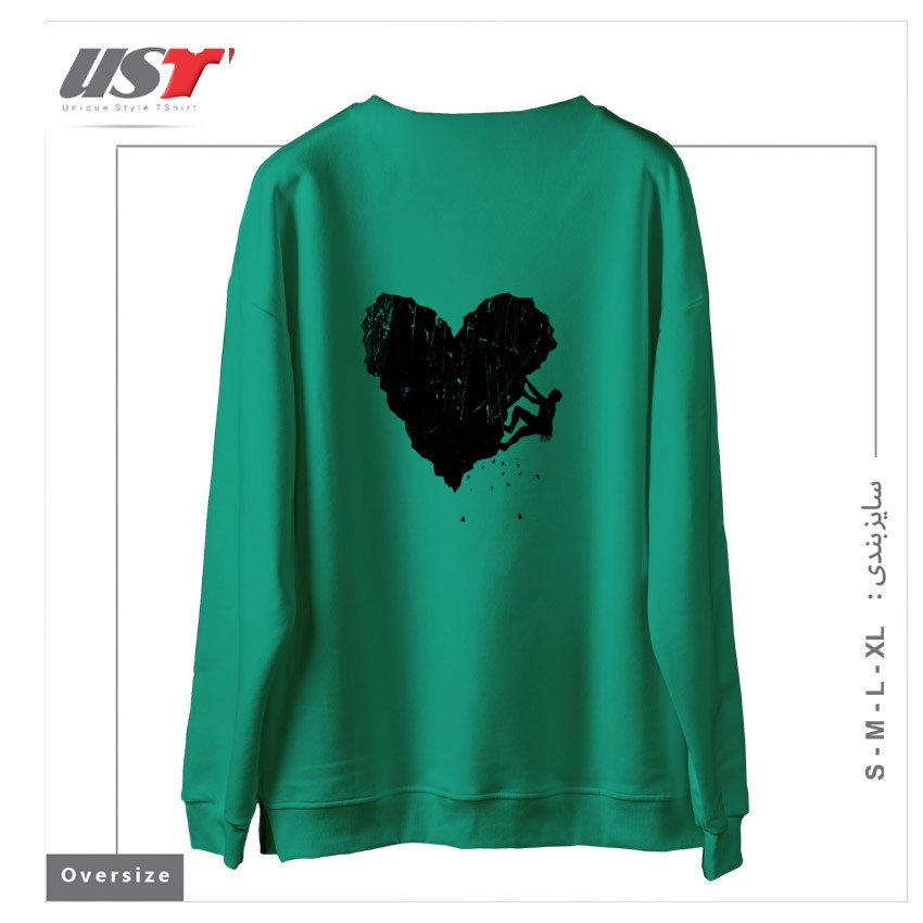 طرح PEAK OF LOVE سوییشرت اورسایزرنگ سبز سدری