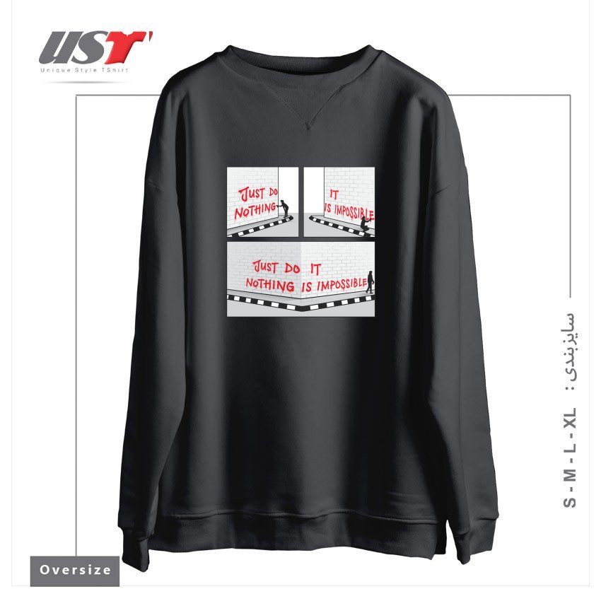 سوییشرت اورسایز طرح PERSPECTIVE