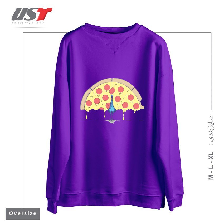 طرح PIZZA PEACOCK سوییشرت اورسایزرنگ بنفش