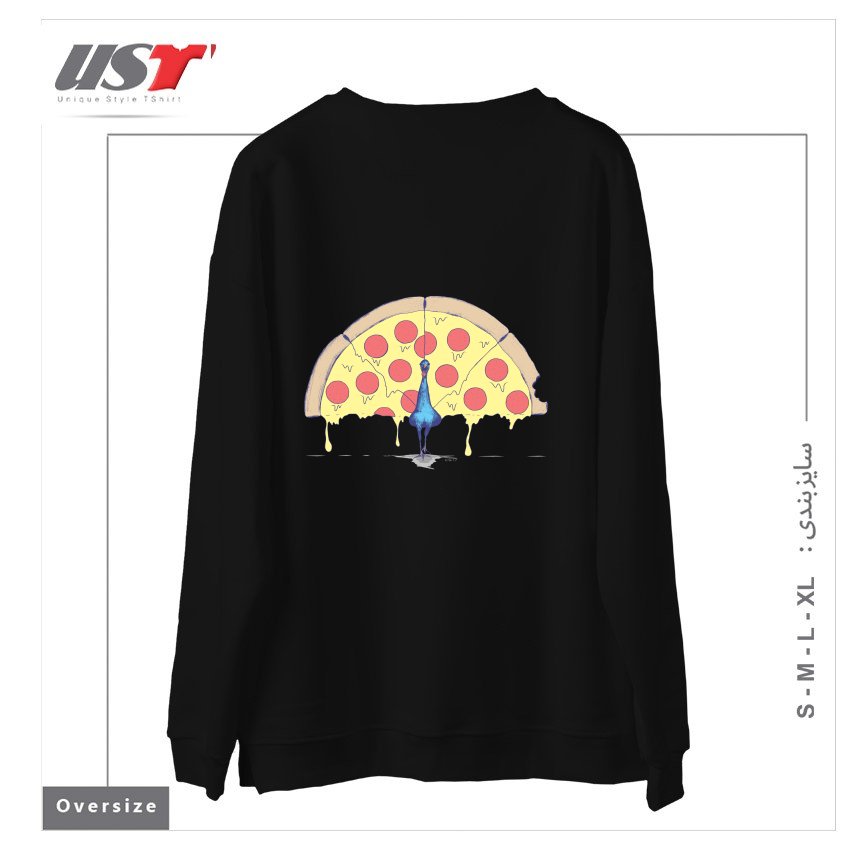 طرح PIZZA PEACOCK سوییشرت اورسایزرنگ مشکی