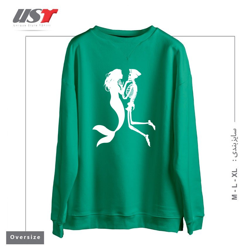 طرح SIREN AND SAILOR سوییشرت اورسایزرنگ سبز سدری