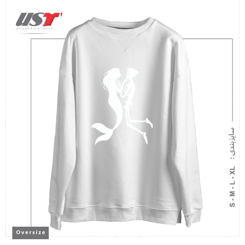 طرح SIREN AND SAILOR سوییشرت اورسایزرنگ سفید