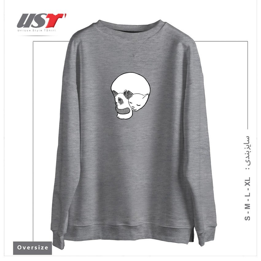 سوییشرت اورسایز طرح SMALL KITTEN UNDER LOVE LOCK