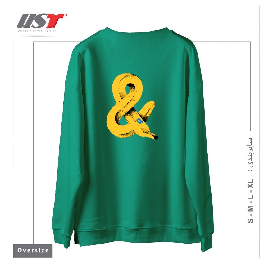 طرح BAN&A سوییشرت اورسایزرنگ سبز سدری
