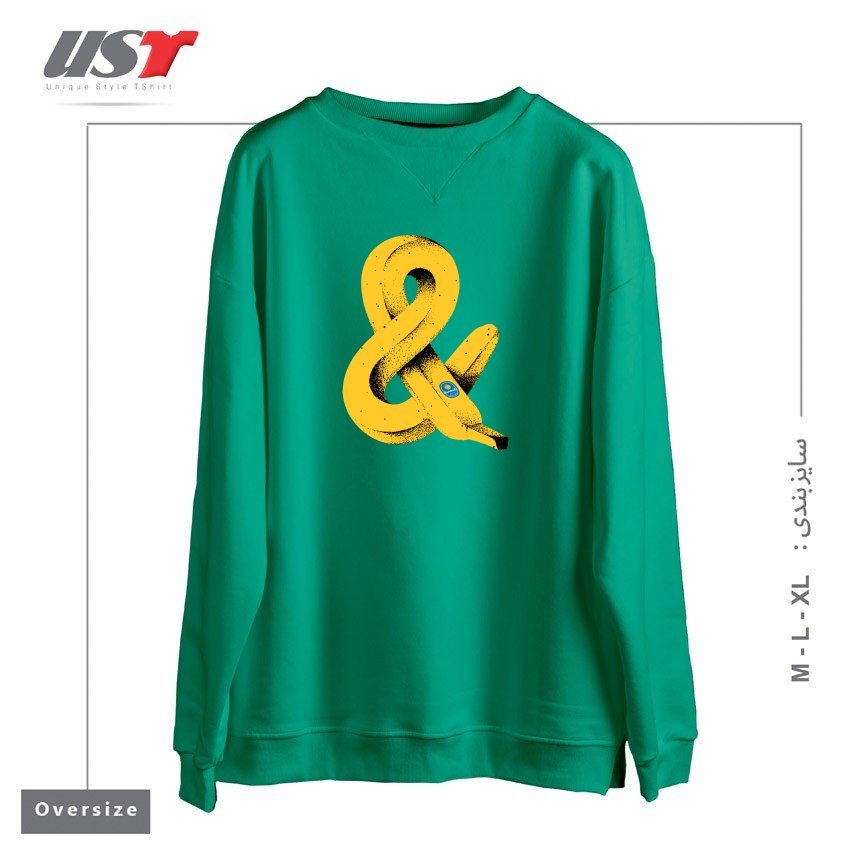 طرح BAN&A سوییشرت اورسایزرنگ سبز سدری