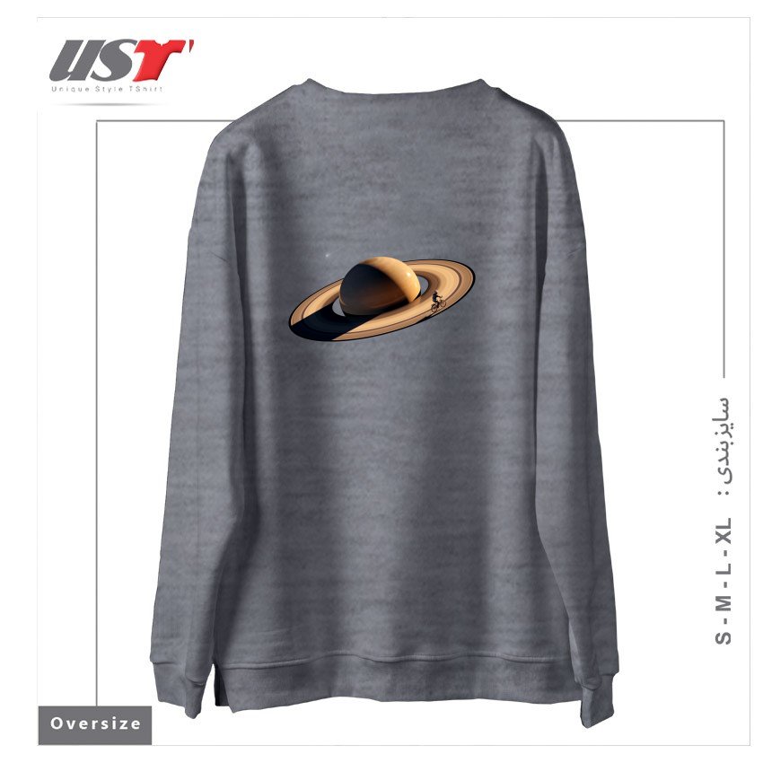 طرح WANDERING سوییشرت اورسایزرنگ طوسی ملانژ