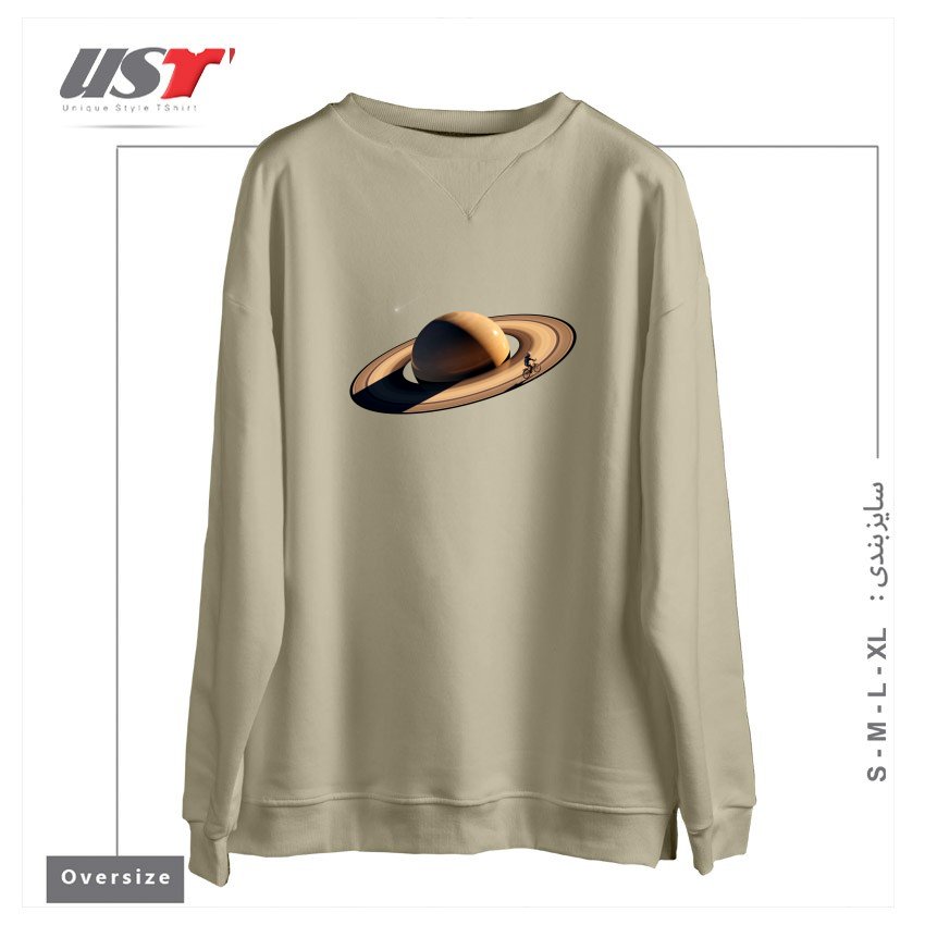 طرح WANDERING سوییشرت اورسایزرنگ نخودی