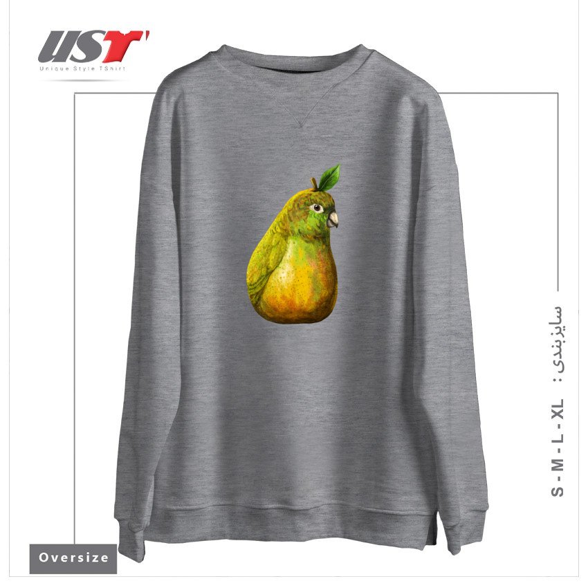 طرح BARTLETT PEARROT3 سوییشرت اورسایزرنگ طوسی ملانژ