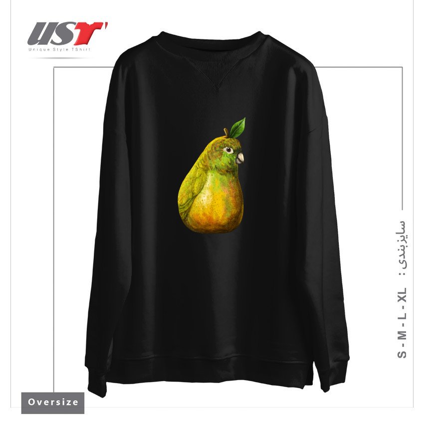 طرح BARTLETT PEARROT3 سوییشرت اورسایزرنگ مشکی