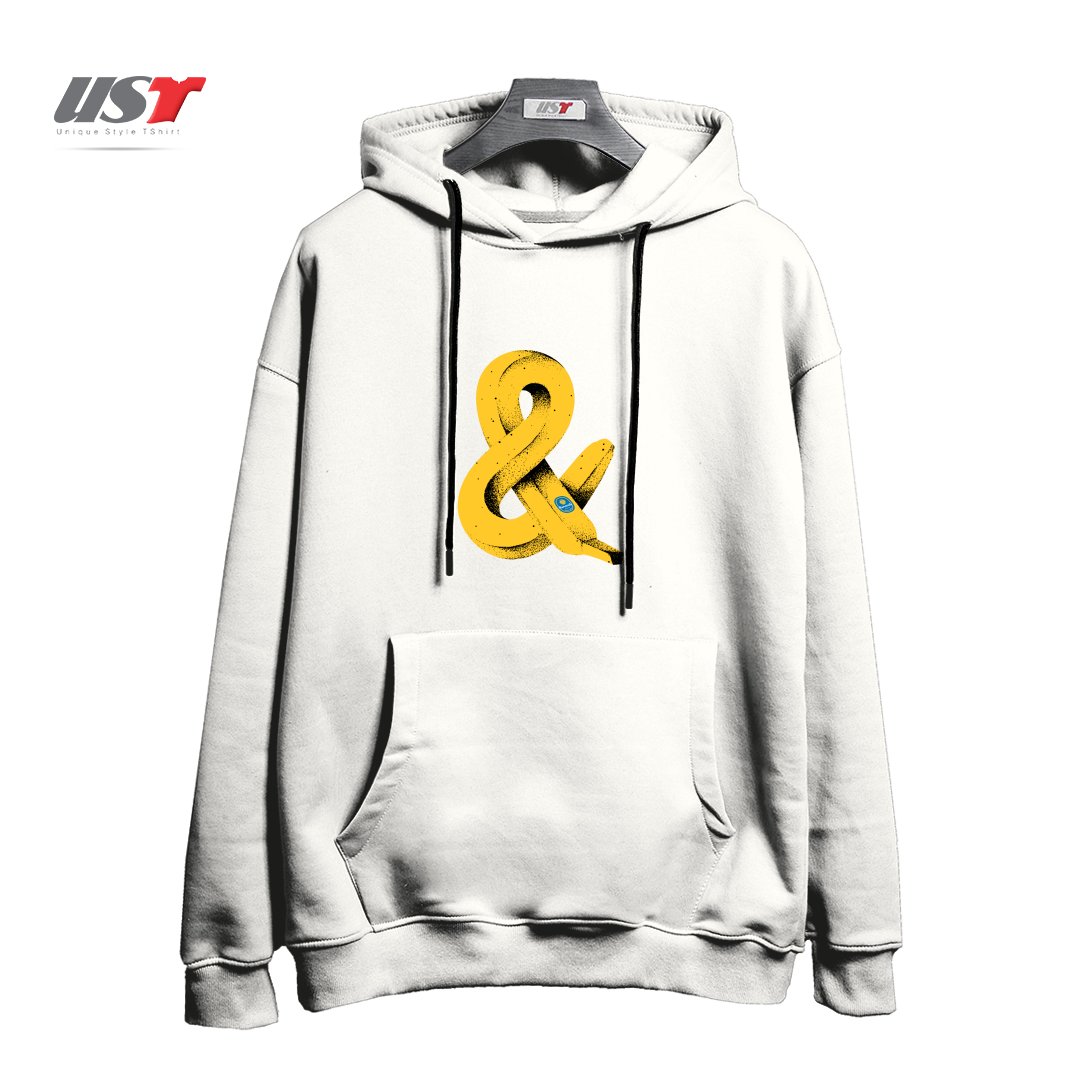 طرح BAN&A1 هودی اورسایزرنگ سفید