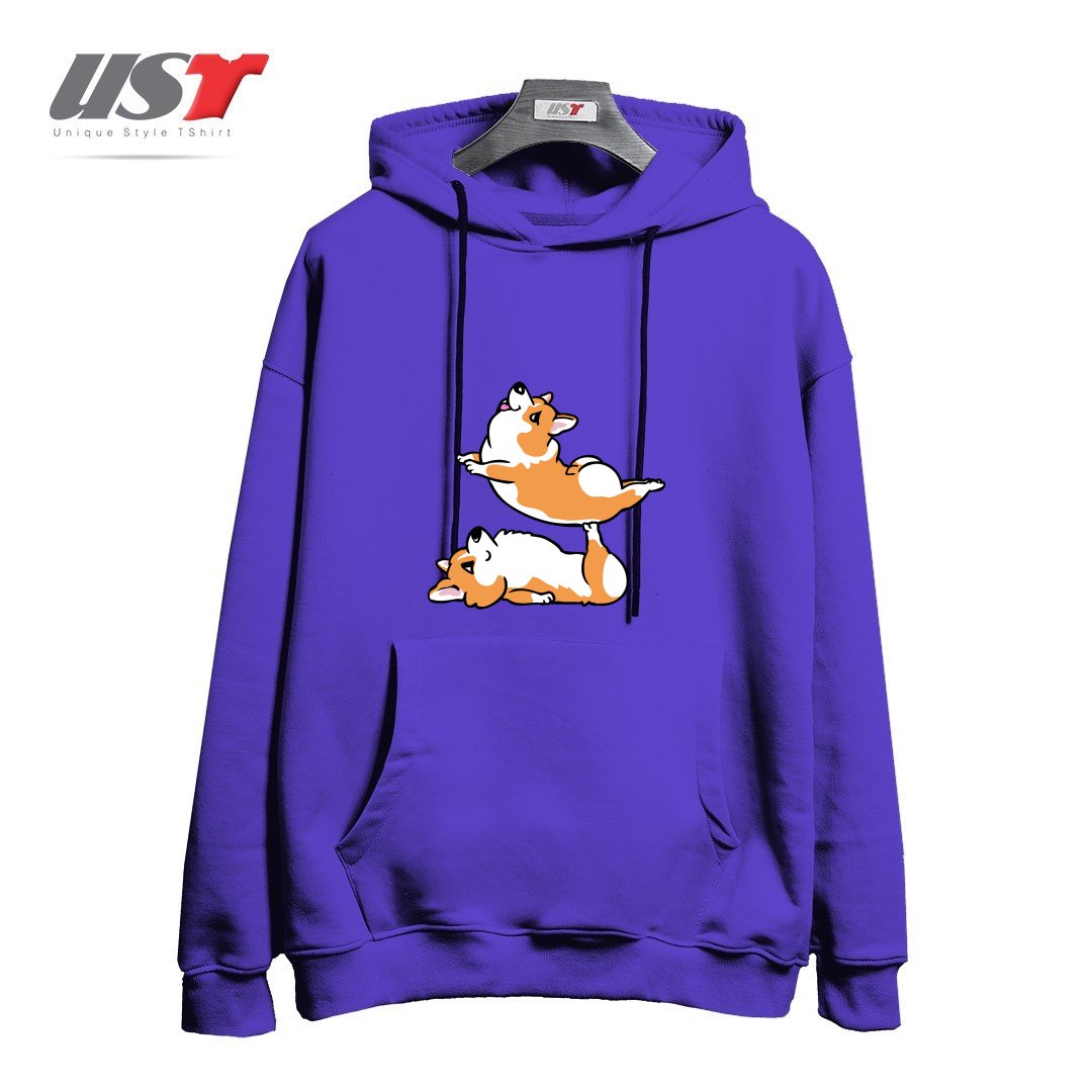 طرح ACROYOGA CORGI هودی اورسایزرنگ بنفش