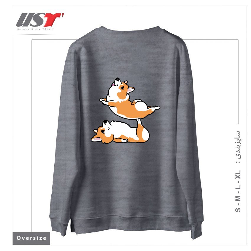 طرح ACROYOGA CORGI سوییشرت اورسایزرنگ طوسی ملانژ