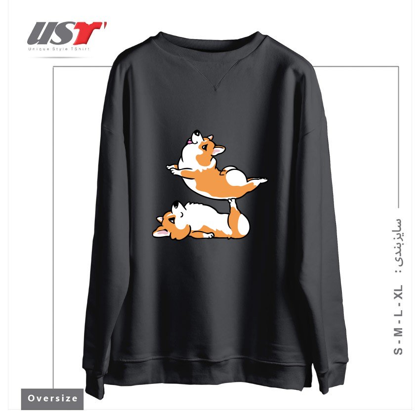 طرح ACROYOGA CORGI سوییشرت اورسایزرنگ دودی