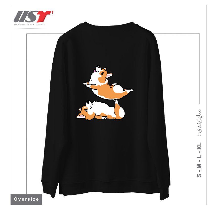 طرح ACROYOGA CORGI سوییشرت اورسایزرنگ مشکی