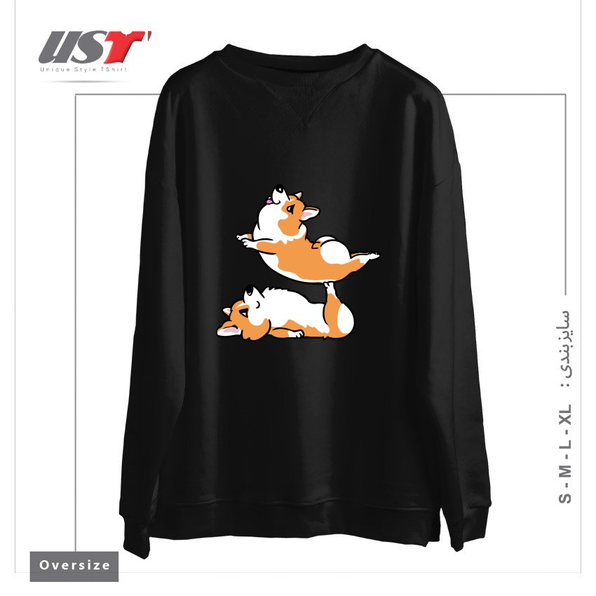 سوییشرت اورسایز طرح ACROYOGA CORGI