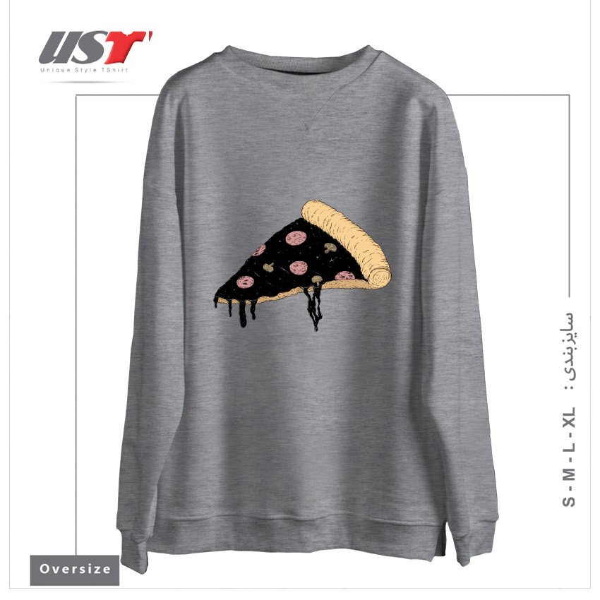 طرح CELESTIAL SLICE سوییشرت اورسایزرنگ طوسی ملانژ