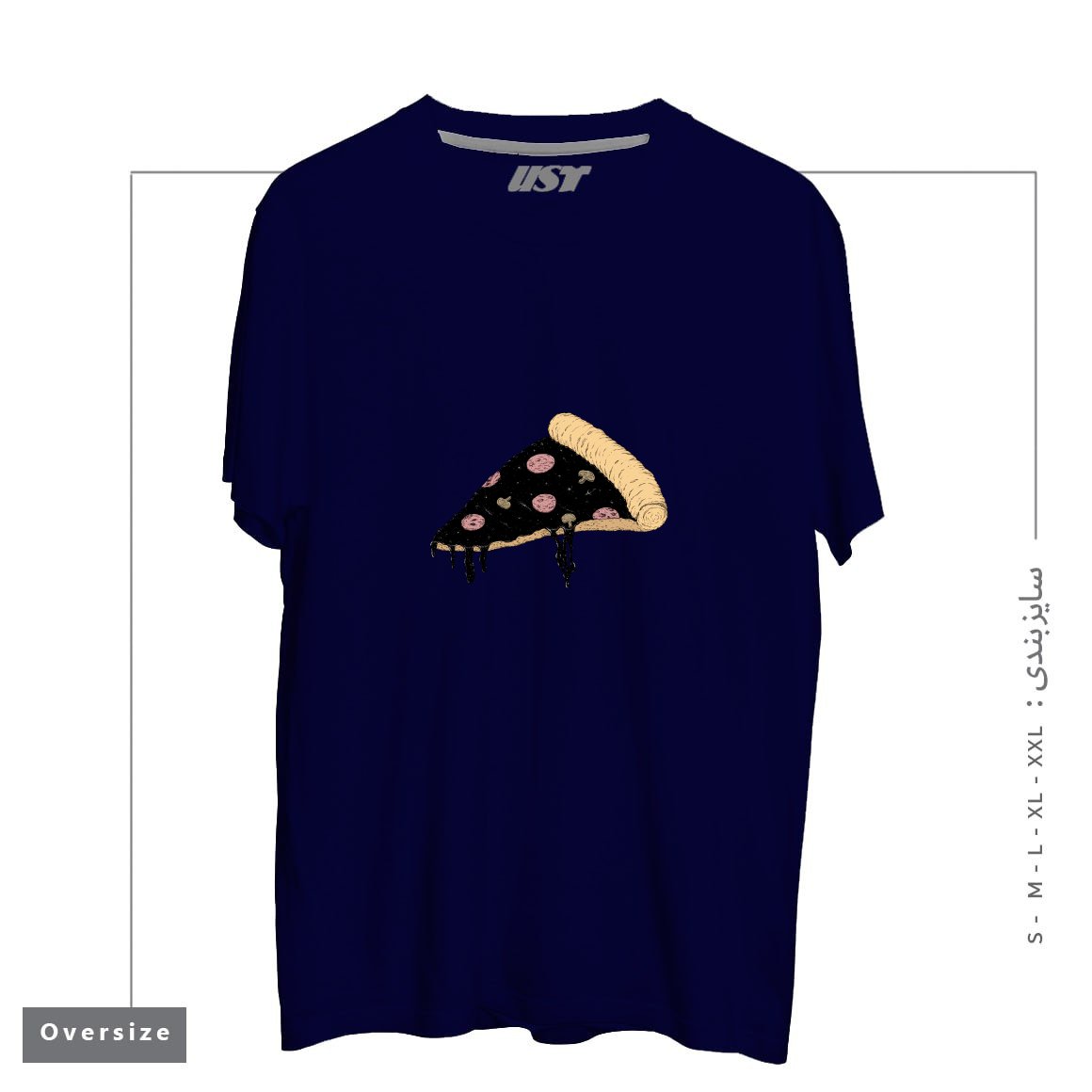 طرح CELESTIAL SLICE تیشرت اورسایزرنگ سرمه ای