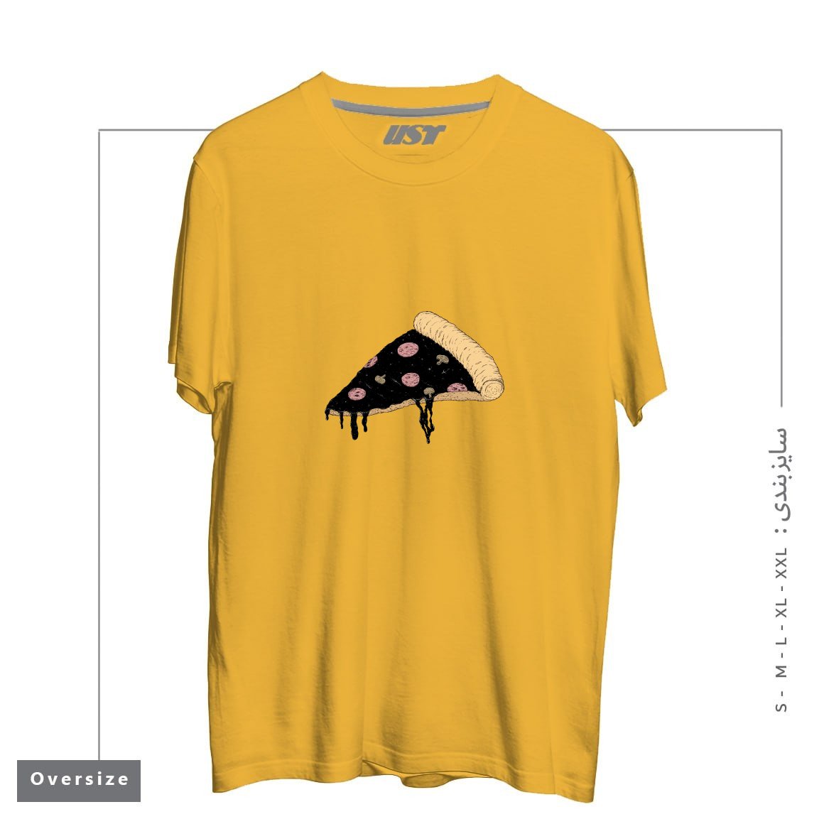 طرح CELESTIAL SLICE تیشرت اورسایزرنگ خردلی