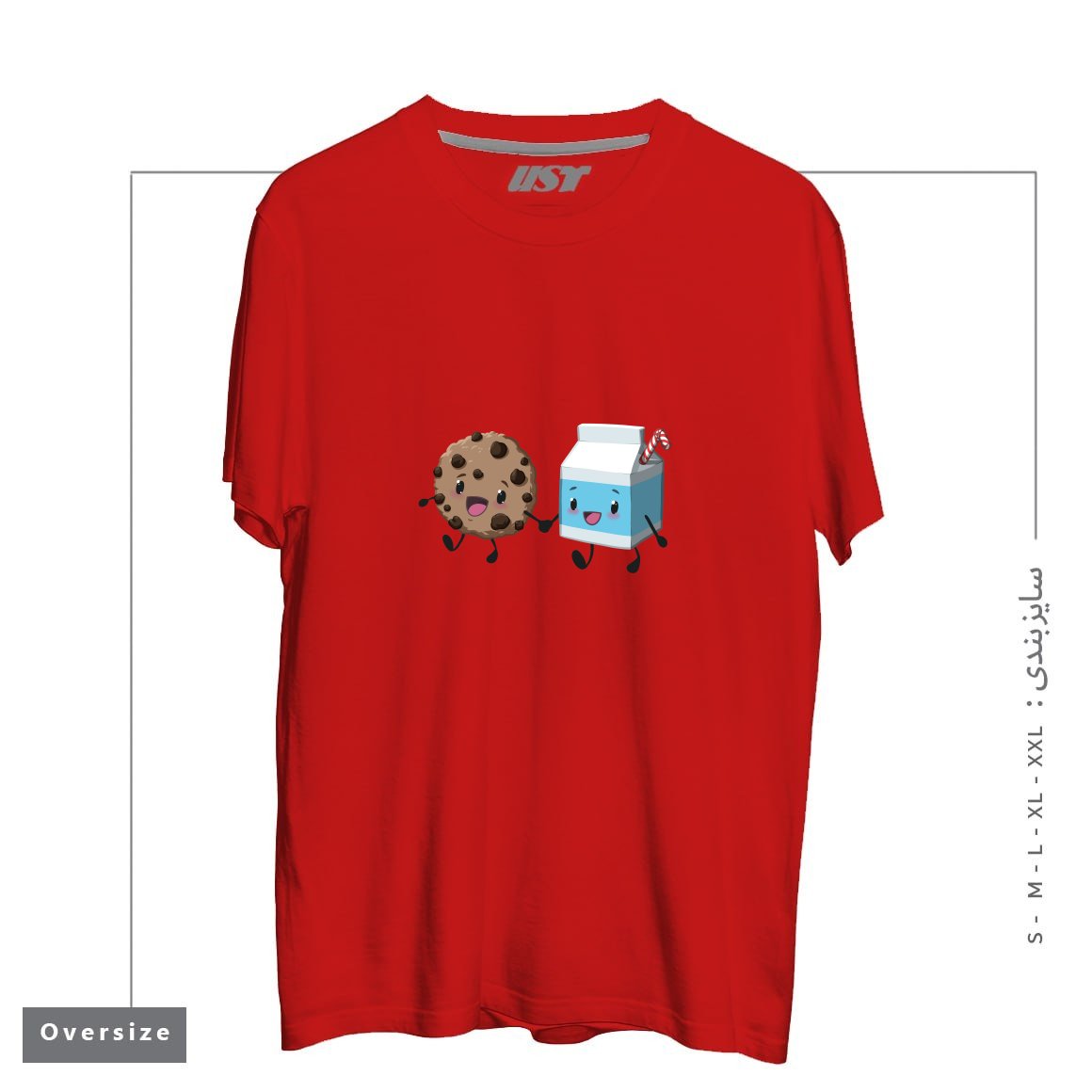 طرح COOKIES & MILK تیشرت اورسایزرنگ قرمز