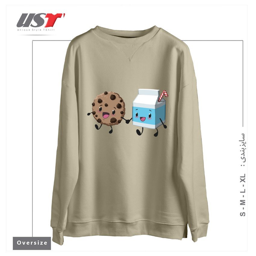 سوییشرت اورسایز طرح COOKIES & MILK