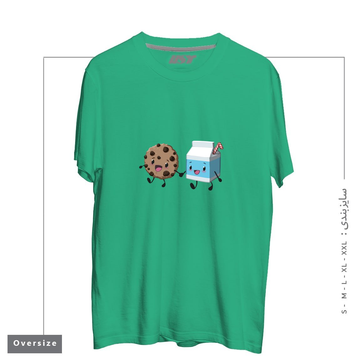 طرح COOKIES & MILK تیشرت اورسایزرنگ سبز
