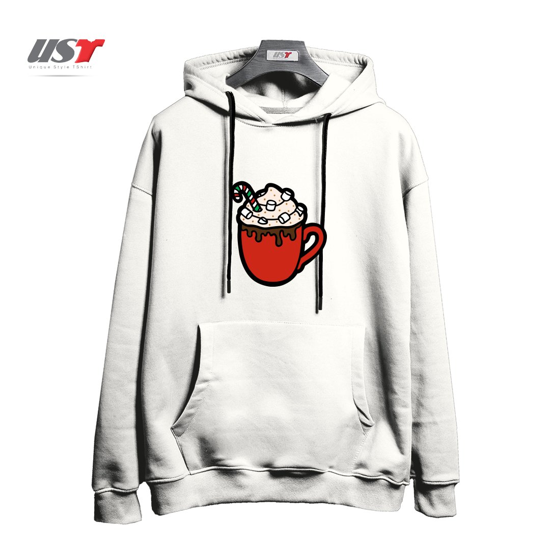 طرح FESTIVE HOT COCOA هودی اورسایزرنگ سفید