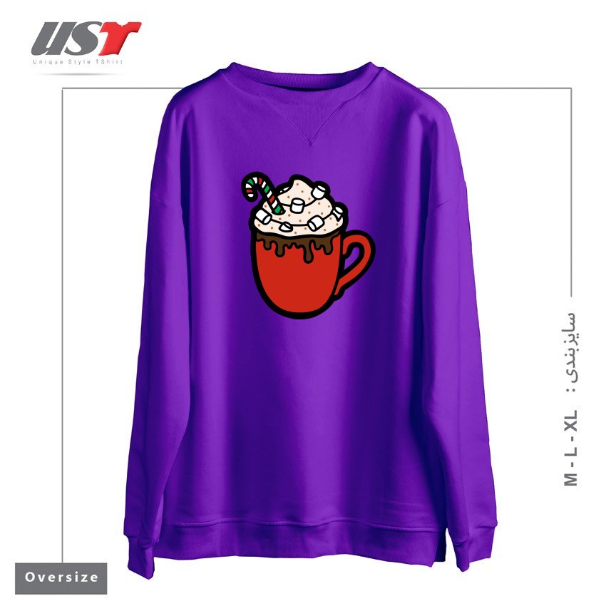 سوییشرت اورسایز طرح FESTIVE HOT COCOA