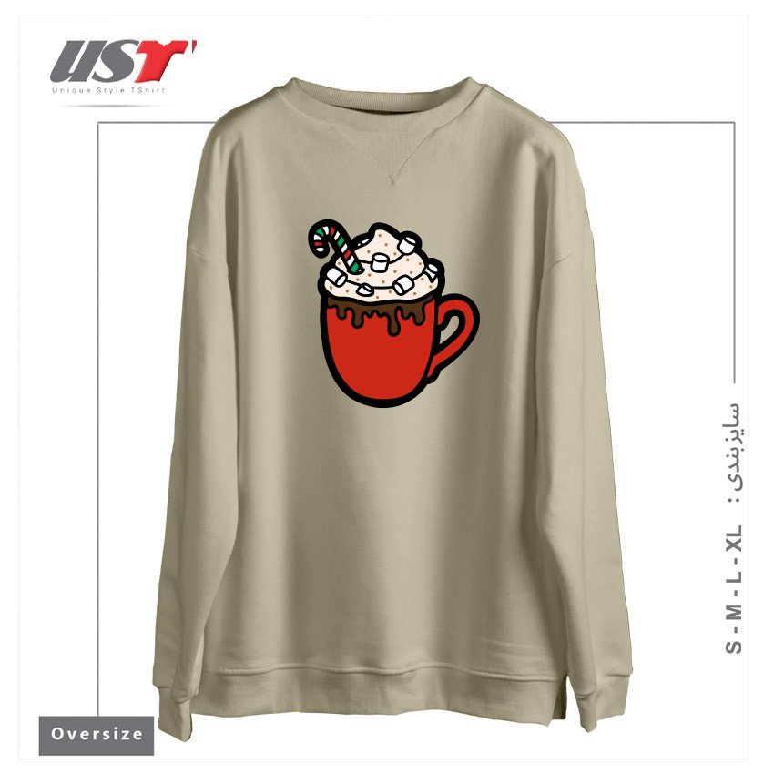 طرح FESTIVE HOT COCOA سوییشرت اورسایزرنگ نخودی
