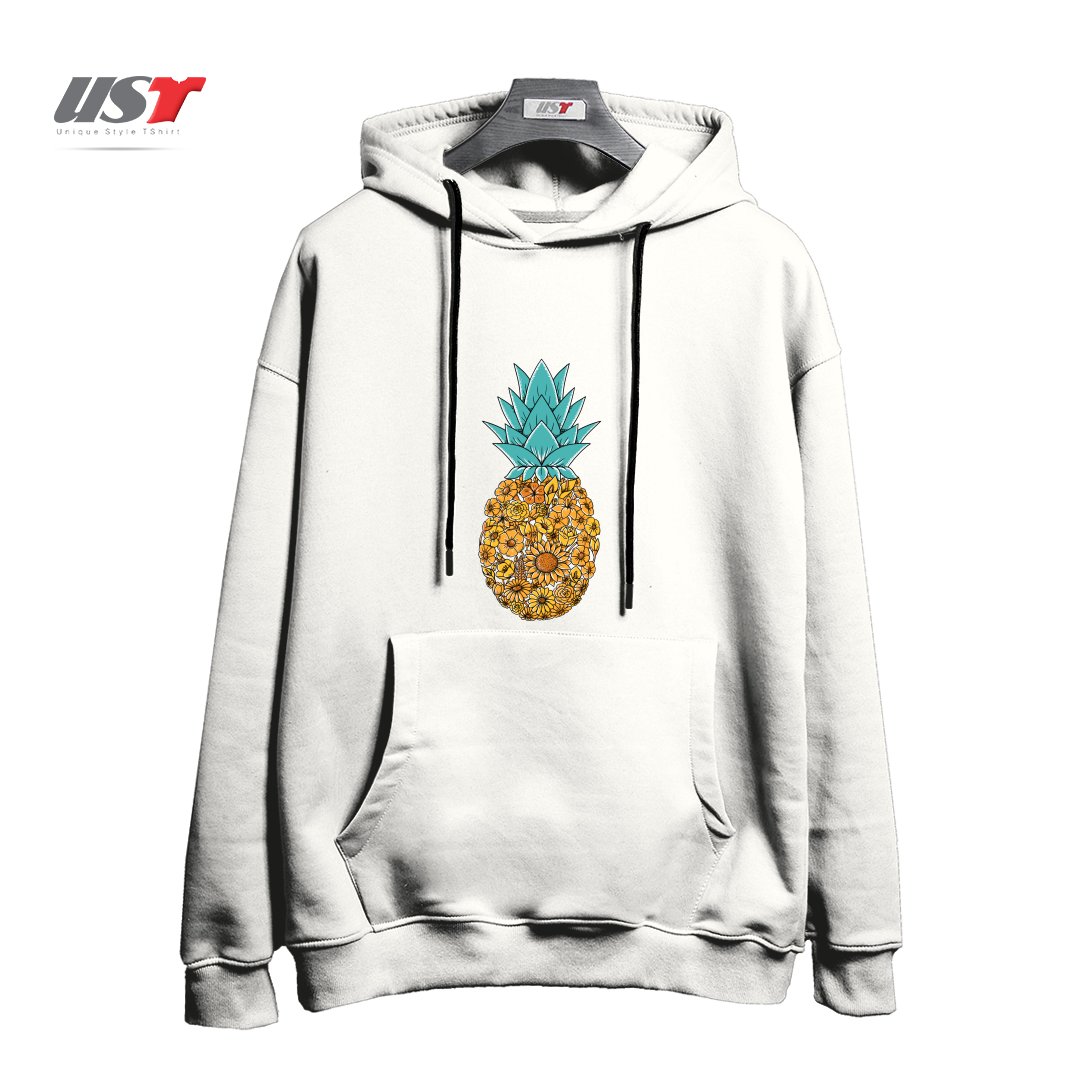 طرح FLOWERS1 هودی اورسایزرنگ سفید