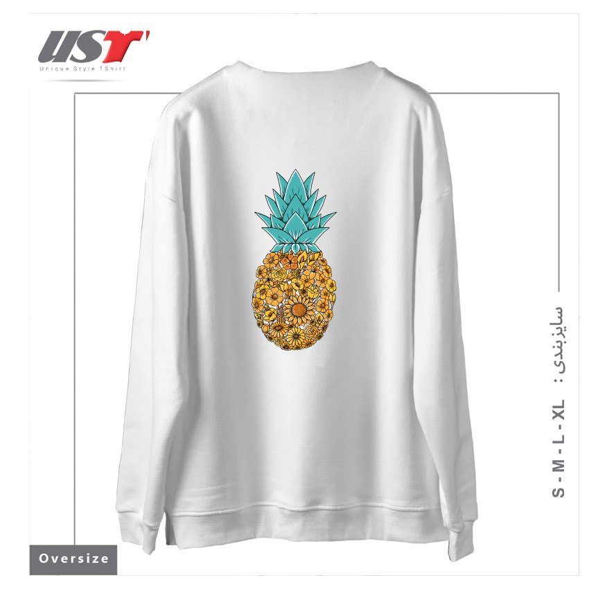 طرح FLOWERS1 سوییشرت اورسایزرنگ سفید