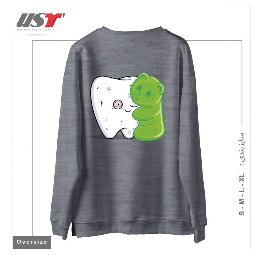 طرح GUMMY HUG! سوییشرت اورسایزرنگ طوسی ملانژ