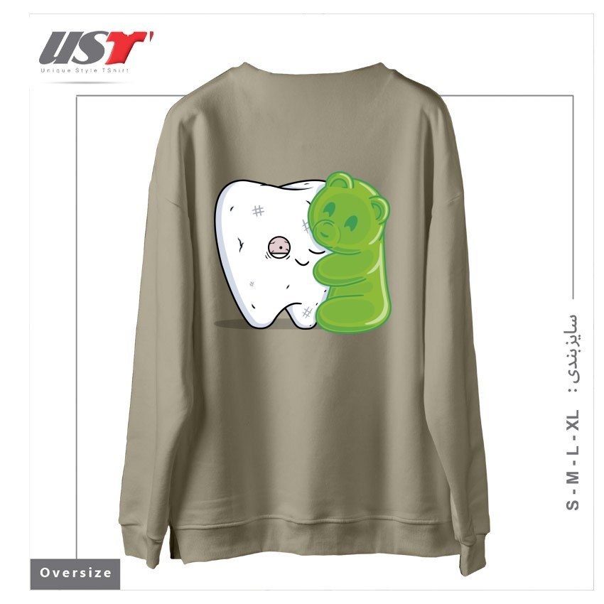 طرح GUMMY HUG! سوییشرت اورسایزرنگ نخودی