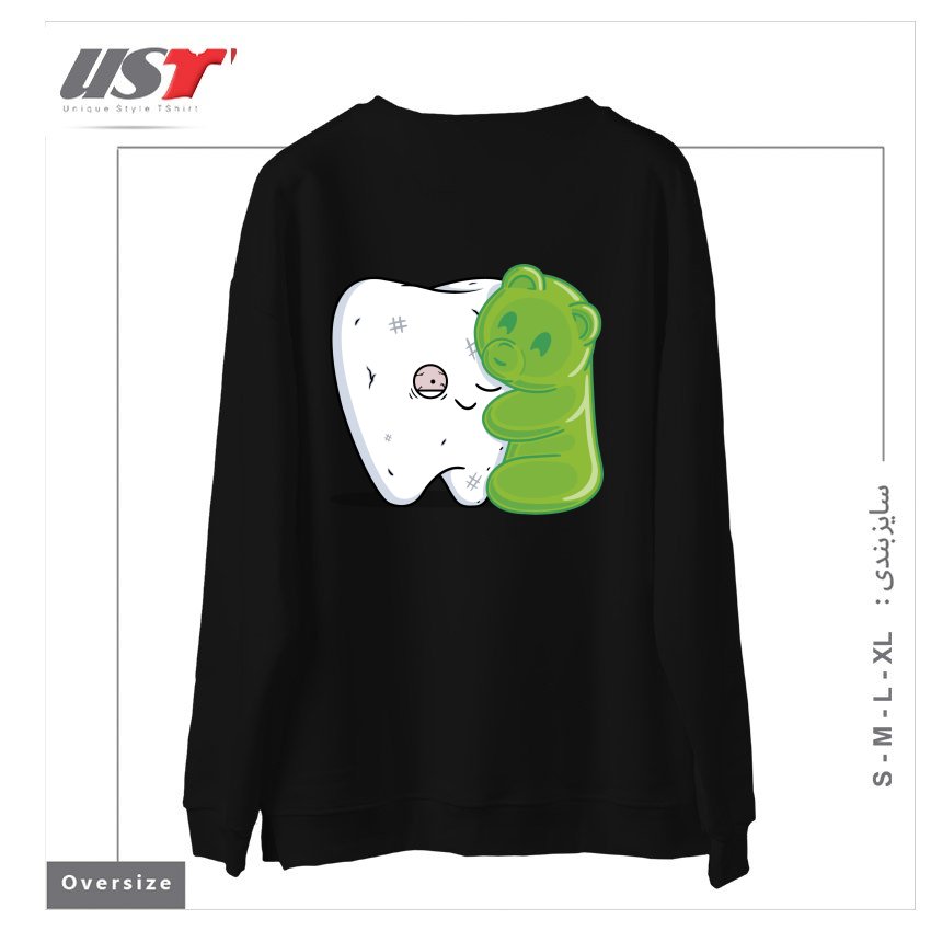 طرح GUMMY HUG! سوییشرت اورسایزرنگ مشکی