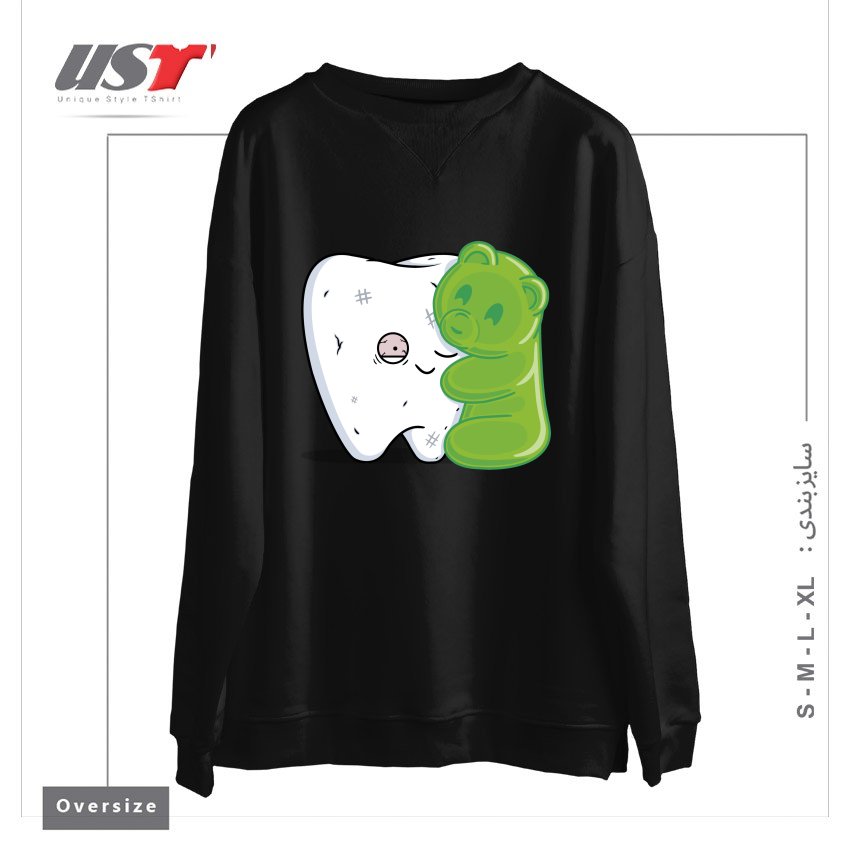 طرح GUMMY HUG! سوییشرت اورسایزرنگ مشکی