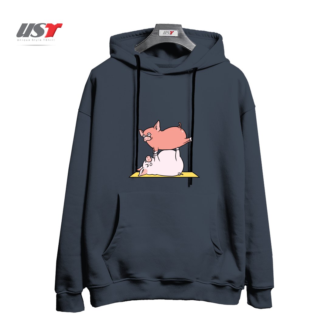 طرح ACROYOGA PIG هودی اورسایزرنگ دودی