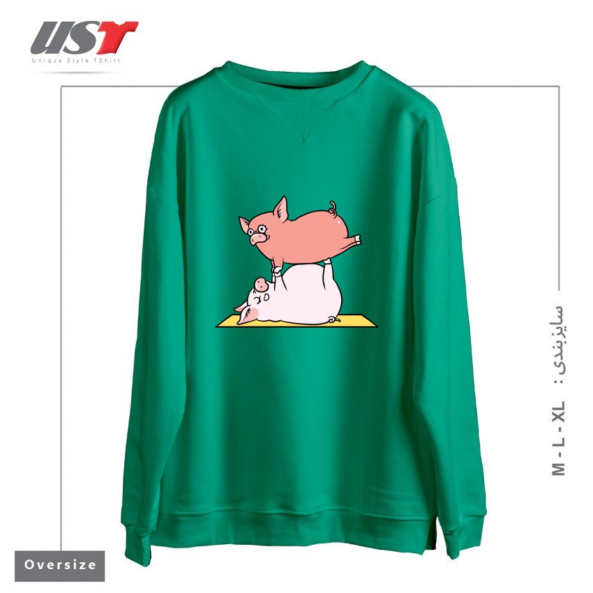 سوییشرت اورسایز طرح ACROYOGA PIG