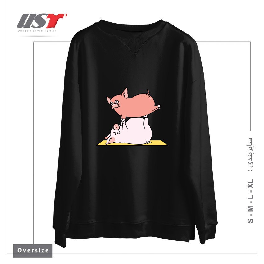 طرح ACROYOGA PIG سوییشرت اورسایزرنگ مشکی