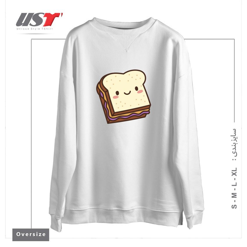 طرح KAWAII PB&J سوییشرت اورسایزرنگ سفید