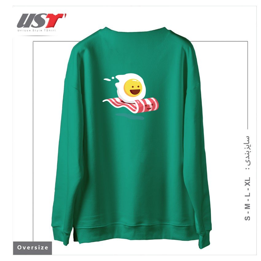 طرح MAGIC BACON RIDE1 سوییشرت اورسایزرنگ سبز سدری