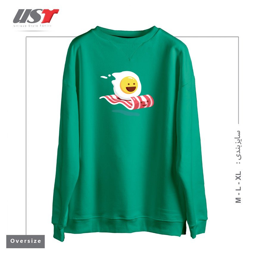 طرح MAGIC BACON RIDE1 سوییشرت اورسایزرنگ سبز سدری