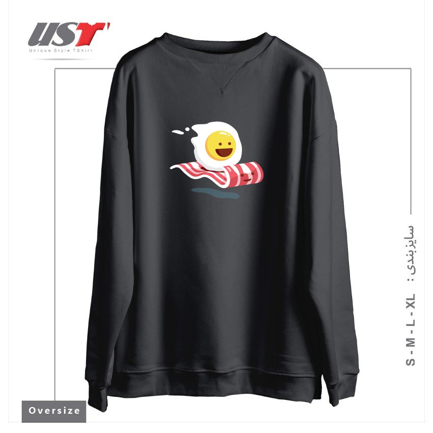 طرح MAGIC BACON RIDE1 سوییشرت اورسایزرنگ دودی