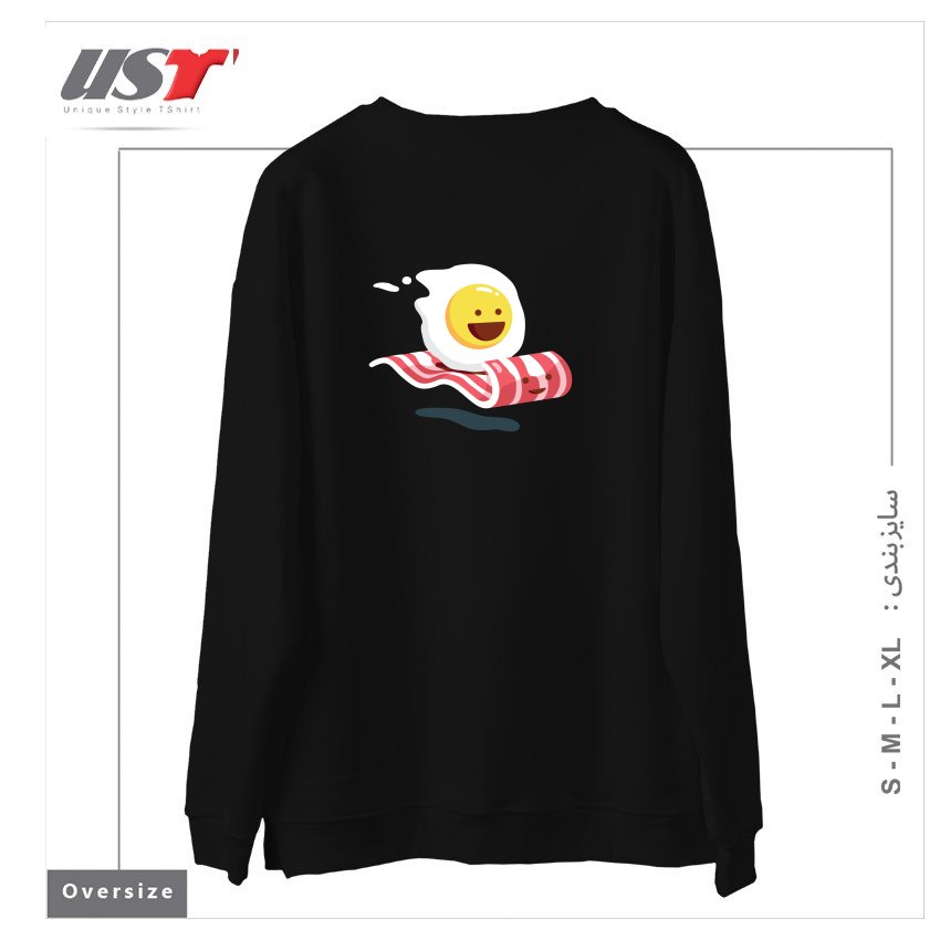 طرح MAGIC BACON RIDE1 سوییشرت اورسایزرنگ مشکی