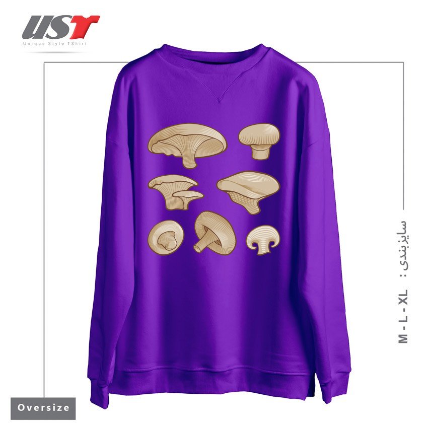 سوییشرت اورسایز طرح WOODCUT MUSHROOMS