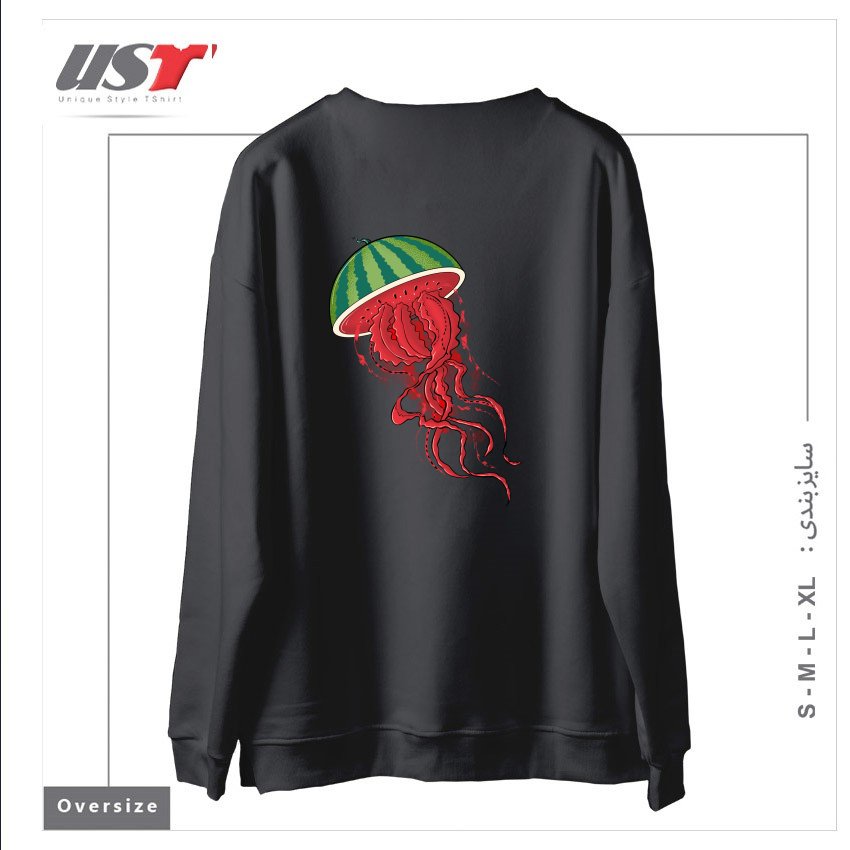 طرح WATERJELLYMELON سوییشرت اورسایزرنگ دودی