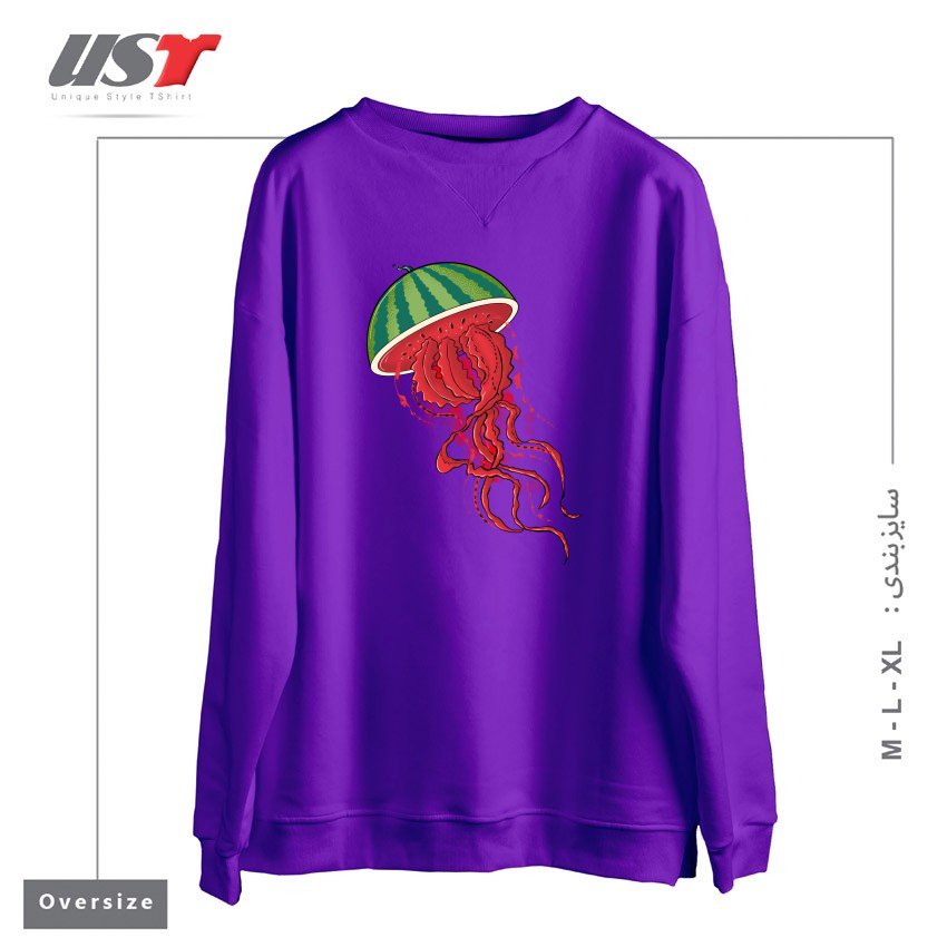 طرح WATERJELLYMELON سوییشرت اورسایزرنگ بنفش