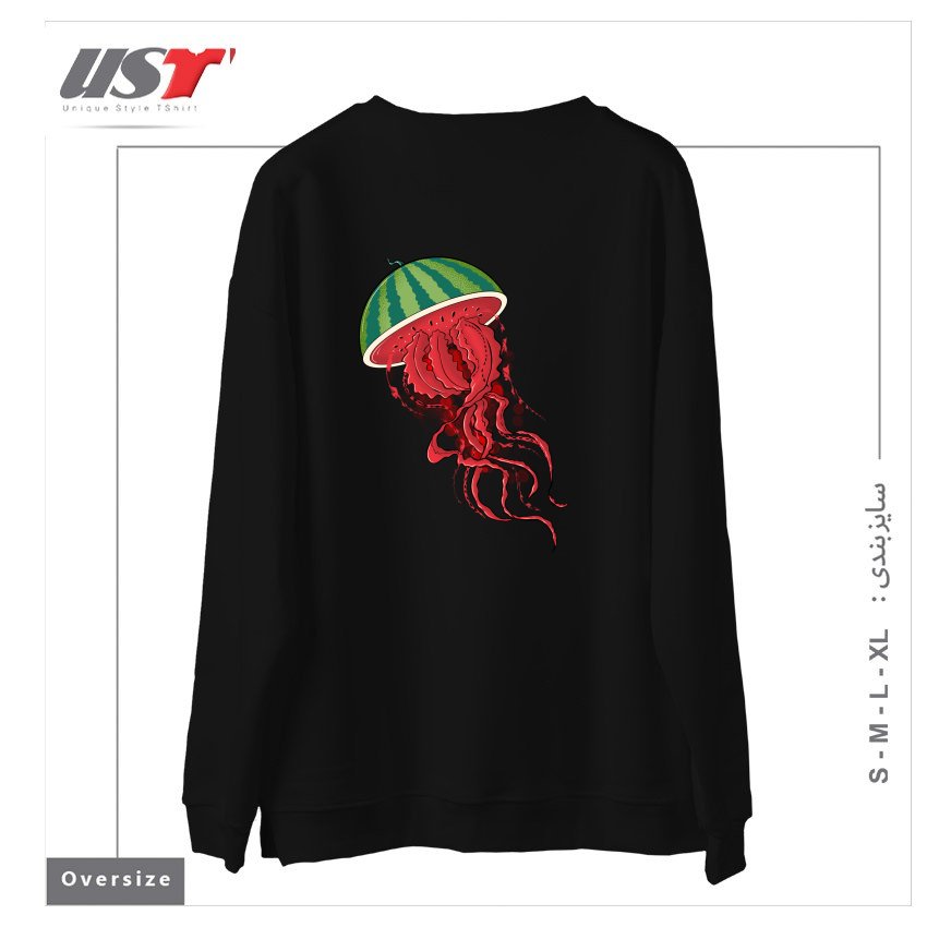 طرح WATERJELLYMELON سوییشرت اورسایزرنگ مشکی