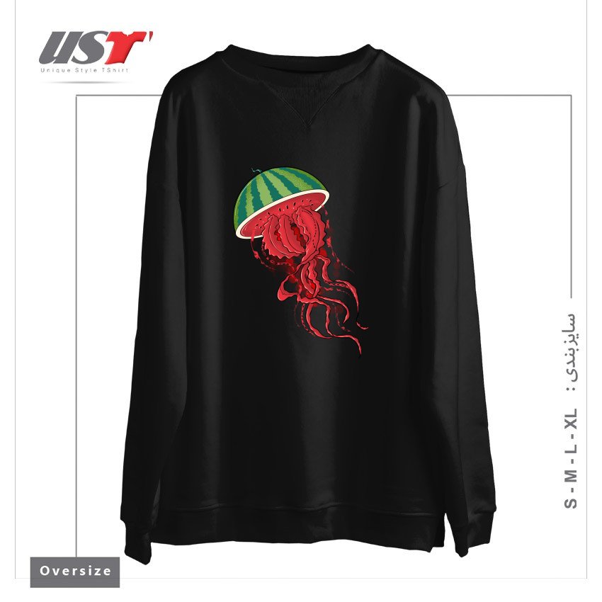 طرح WATERJELLYMELON سوییشرت اورسایزرنگ مشکی