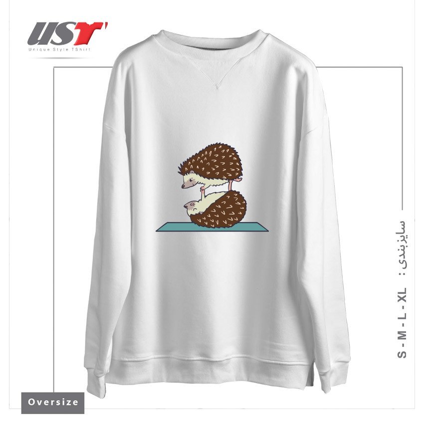 طرح ACROYOGA HEDGEHOG سوییشرت اورسایزرنگ سفید