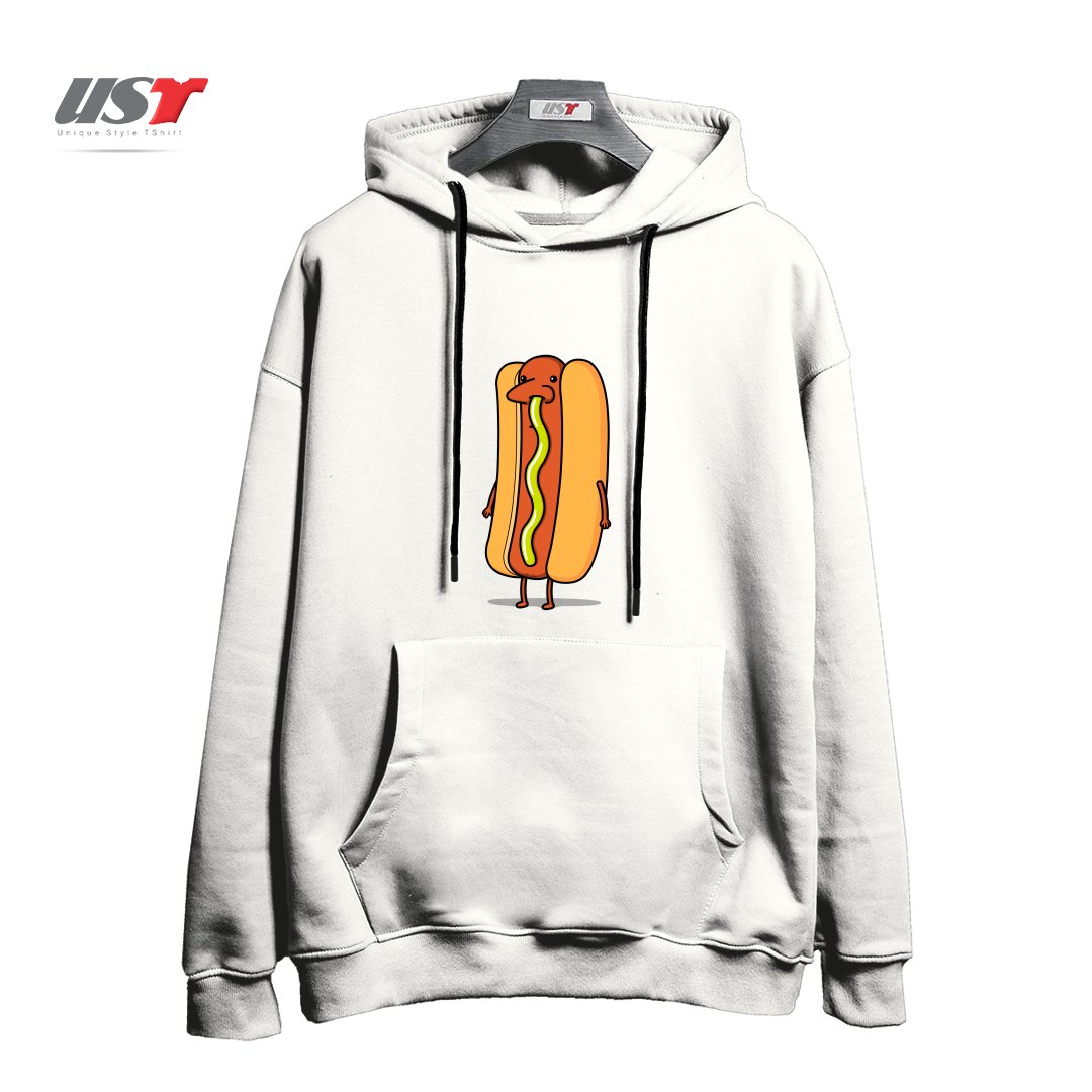 طرح SNOT DOG!3 هودی اورسایزرنگ سفید