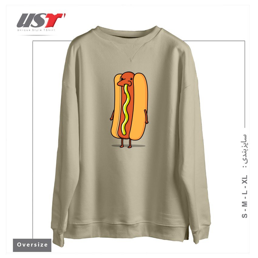 طرح SNOT DOG!3 سوییشرت اورسایزرنگ نخودی